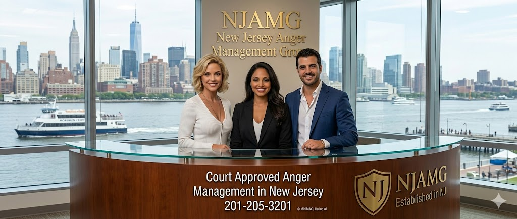 Court-approved anger management class session for Hudson County New Jersey residents in Hoboken Jersey City Union City with live individual counseling