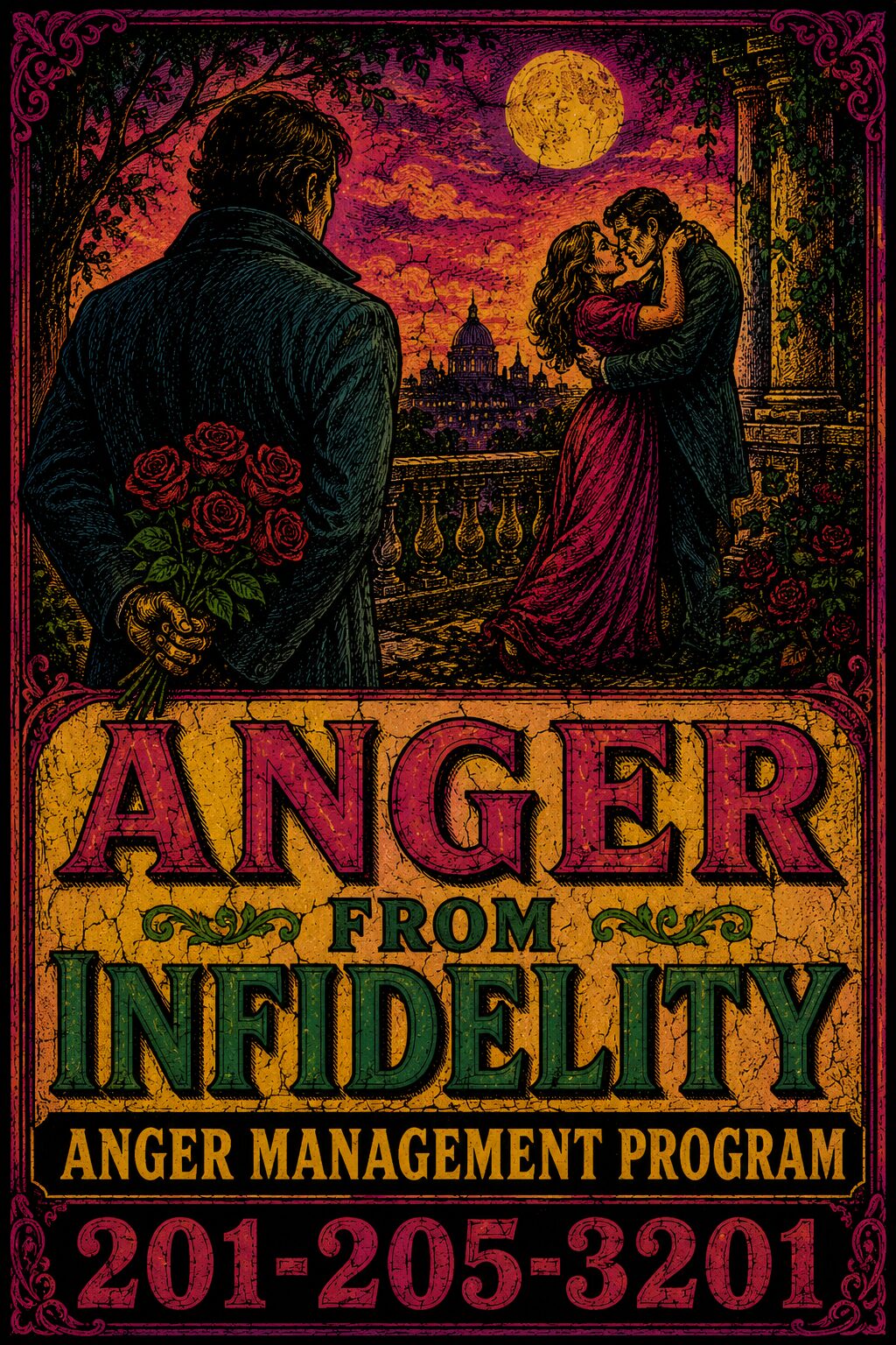 A man sits alone in a dark room, consumed by the silent rage that follows discovering a spouse's infidelity